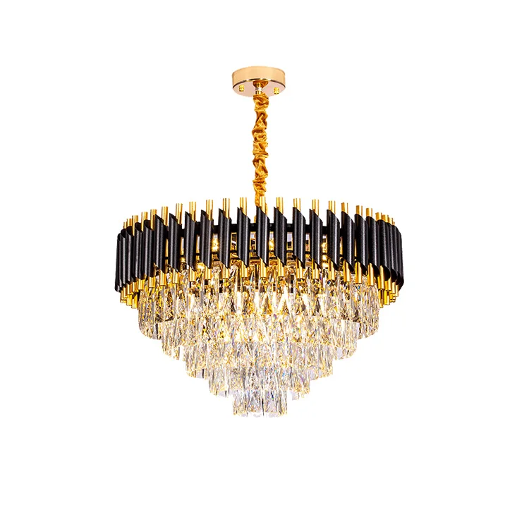 Factory outlet cheap prices led hanging light large luxury golden round modern k9 crystal chandelier