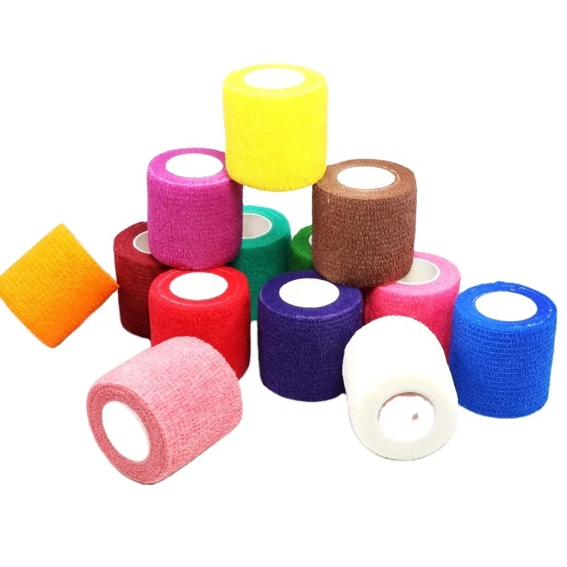 Custom logo sports sock cohesive bandage wrist tape self adhesive for sports veterinary vet wrap bandages for animals