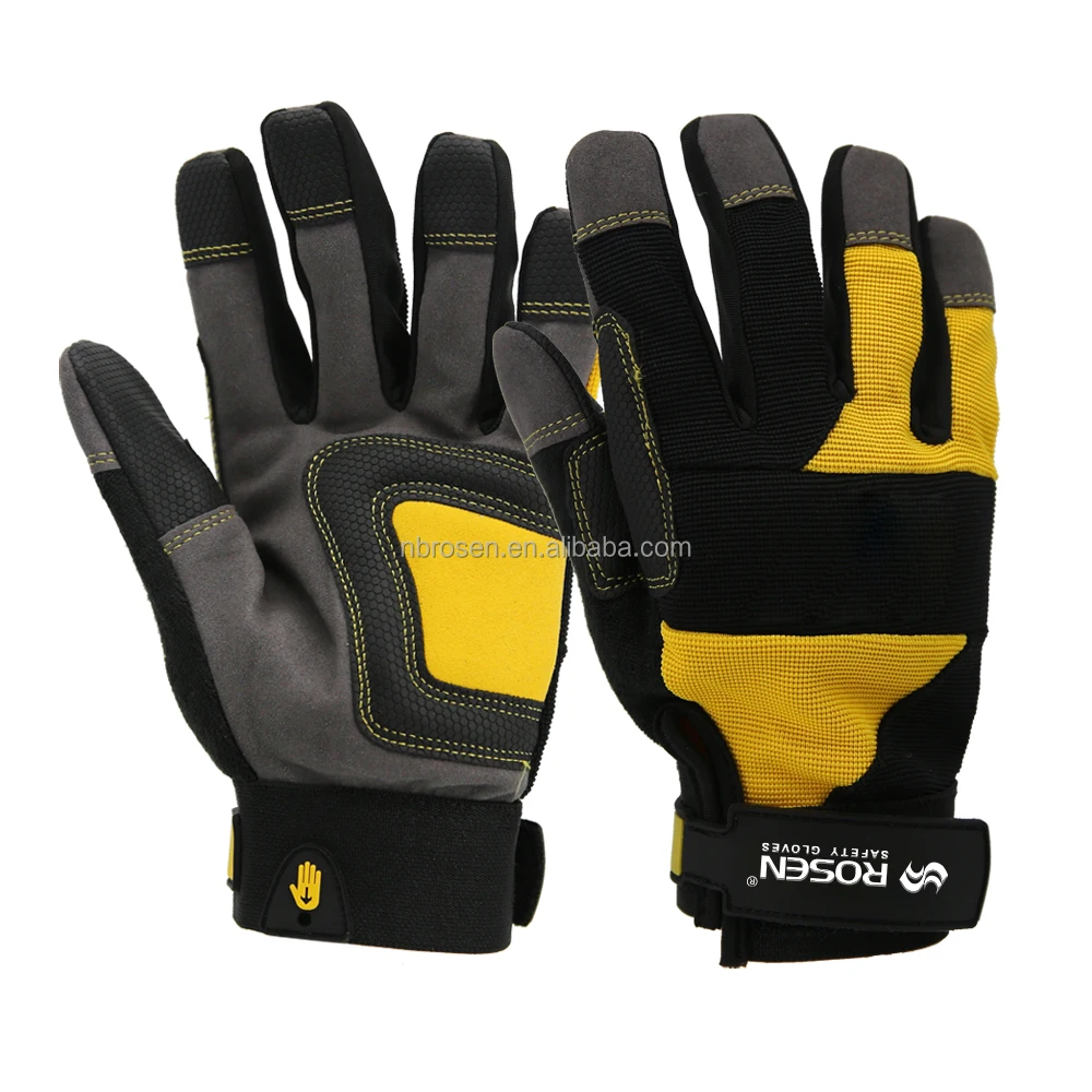 Synthetic Leather Pad Palm Flexible Polyester Touch Screen Anti-vibration Impact General Purpose Mechanics Construction Gloves