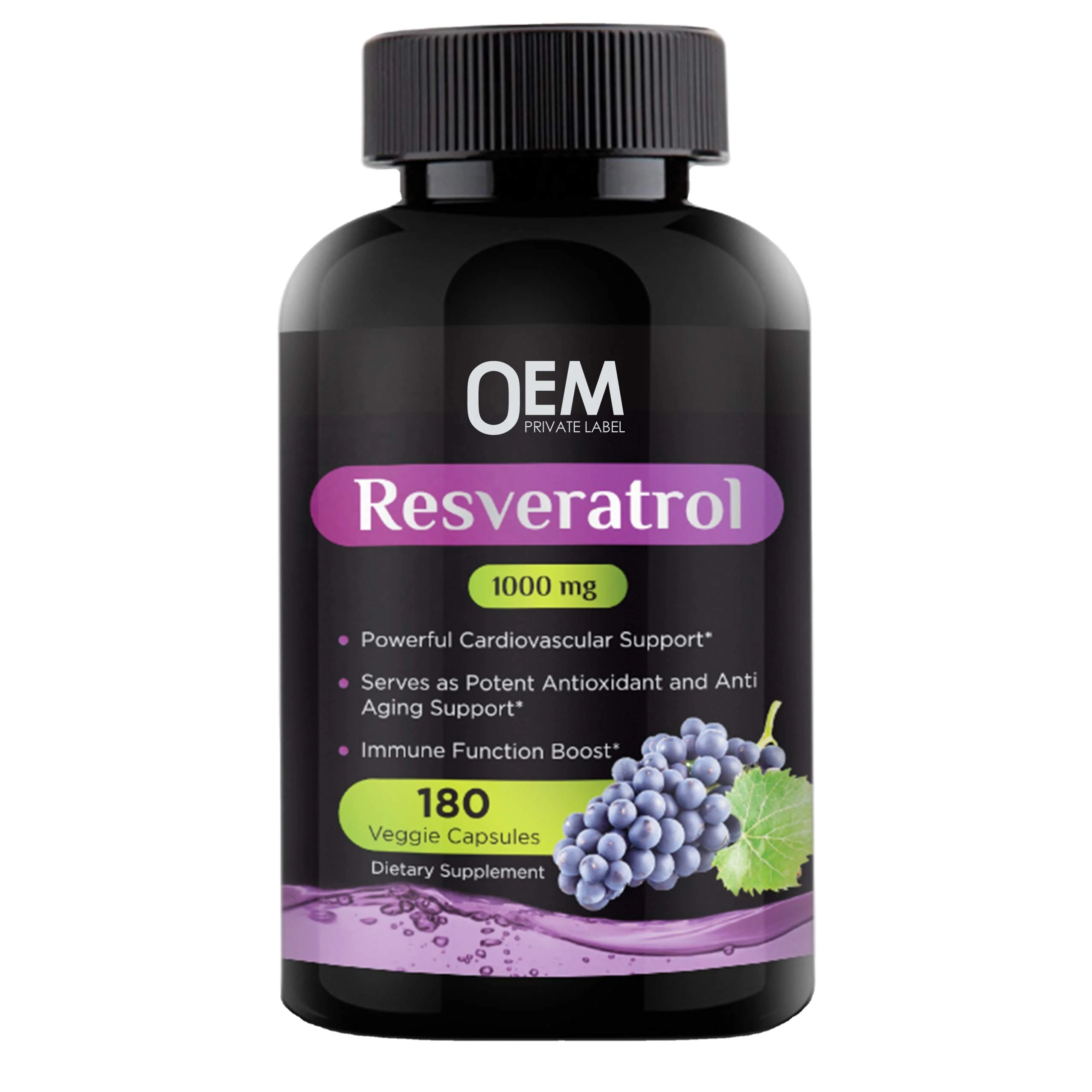 OEM Hot Sale Private Label Vegan Resveratrol Capsules Vitamins Supplement Resveratrol Powder Resveratrol Extract 1000MG For Men