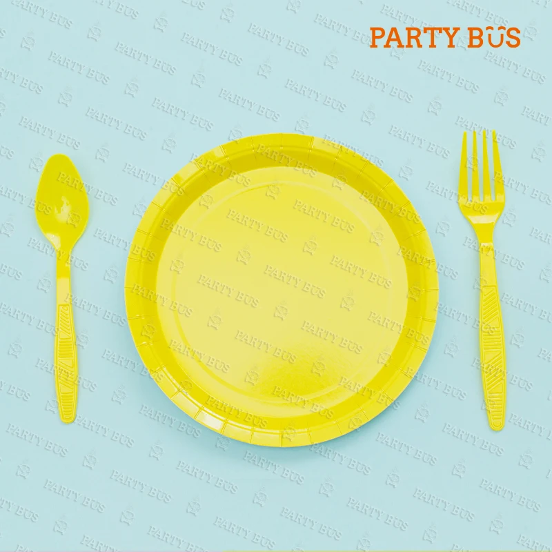 
PARTYBUS Disposable Solid Brilliant Color Paper Plates Party Tableware Dinnerware Plates Set For Birthday Party Supplies 