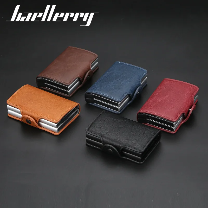 2024 baellerry rfid блокирующий двойной алюминиевый всплывающий кошелек тонкий умный минималистский держатель для кредитных карт