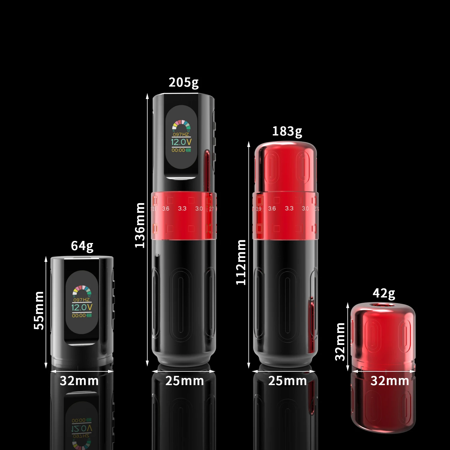 Professional High Quality Low Noise Wireless Tattoo Machine Pen With 4.0mm Adjustable Stroke 4v-12v Motor 1500mah Batteries*2