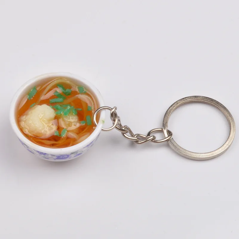 pvc Chinese style Mini miniature simulation 3cm blue and white porcelain bowl food play model Key chain