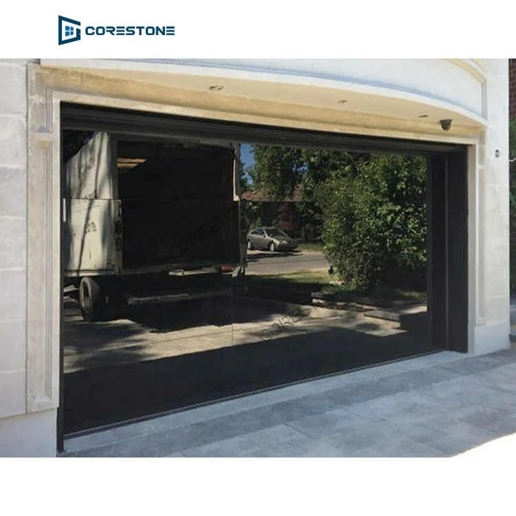Garage door manufacture produce high quality frameless aluminum mirror reflective glass garage door