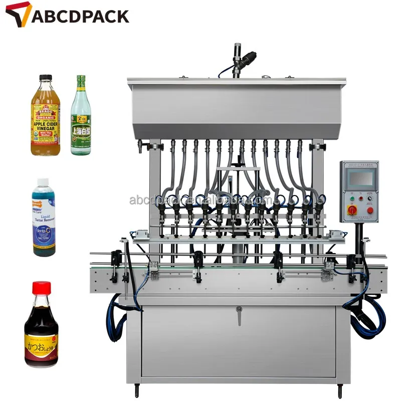 6 Heads Automatic Computer Controlled Gravity Bottle Filling Machine Soy Engine Oil Solvents Bleach Water Filling Machines