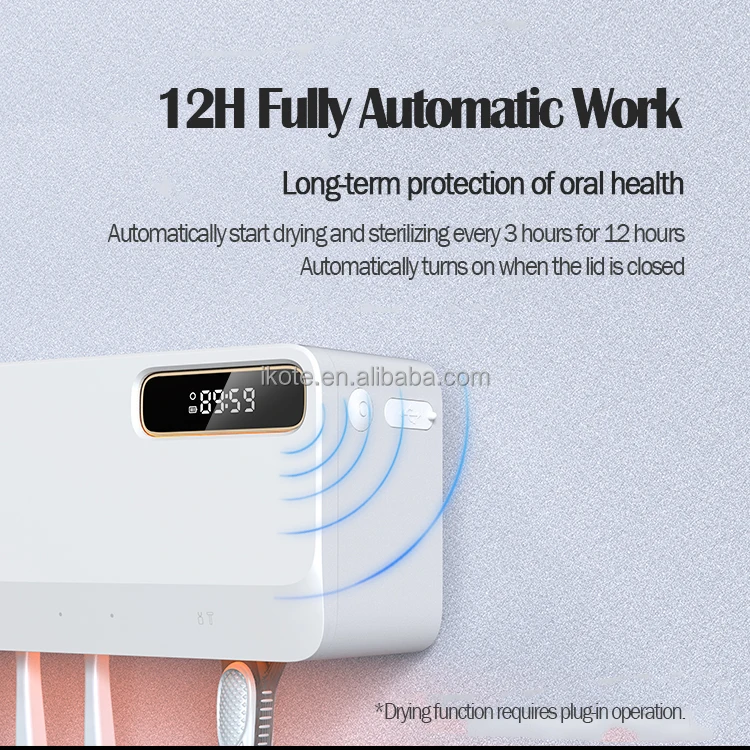 New Arrival Wall-Mounted Toothbrush Storage with UV Air Disinfector Dryer Fan Timing Function