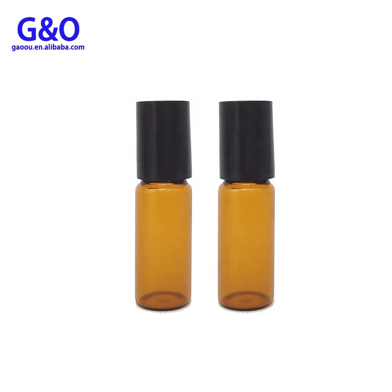 factory price high quality amber essential oil bottle 5ml 10ml roller glass bottle customized logo