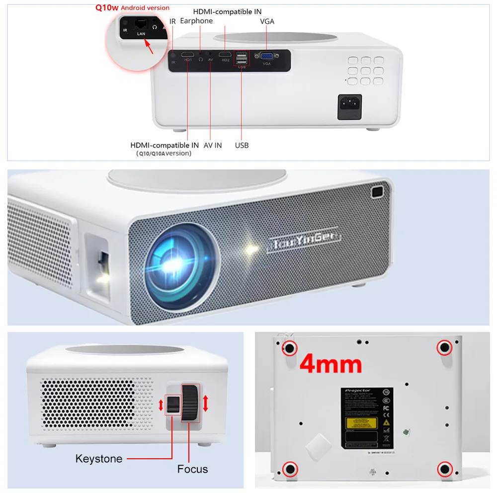 Touyinger Q10 1080p projector  led projector 600ANSIlumens  home theater projector