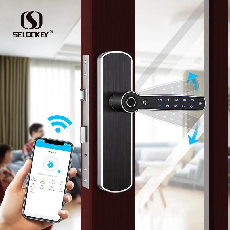 S2300 Selockey двухсторонний ключ отпечаток пальца пароль TTLOCK app Wi-Fi металлический дверной