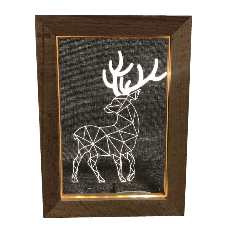 Wood acrylic 3D creative custom photo frame LED night light for home bedroom living room decoration