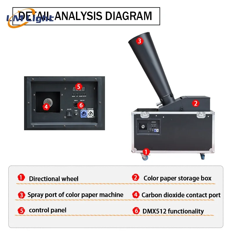 LM high quality DJ stage disco DMX512 control big CO2 confetti machine for wedding party confetti cannon machine