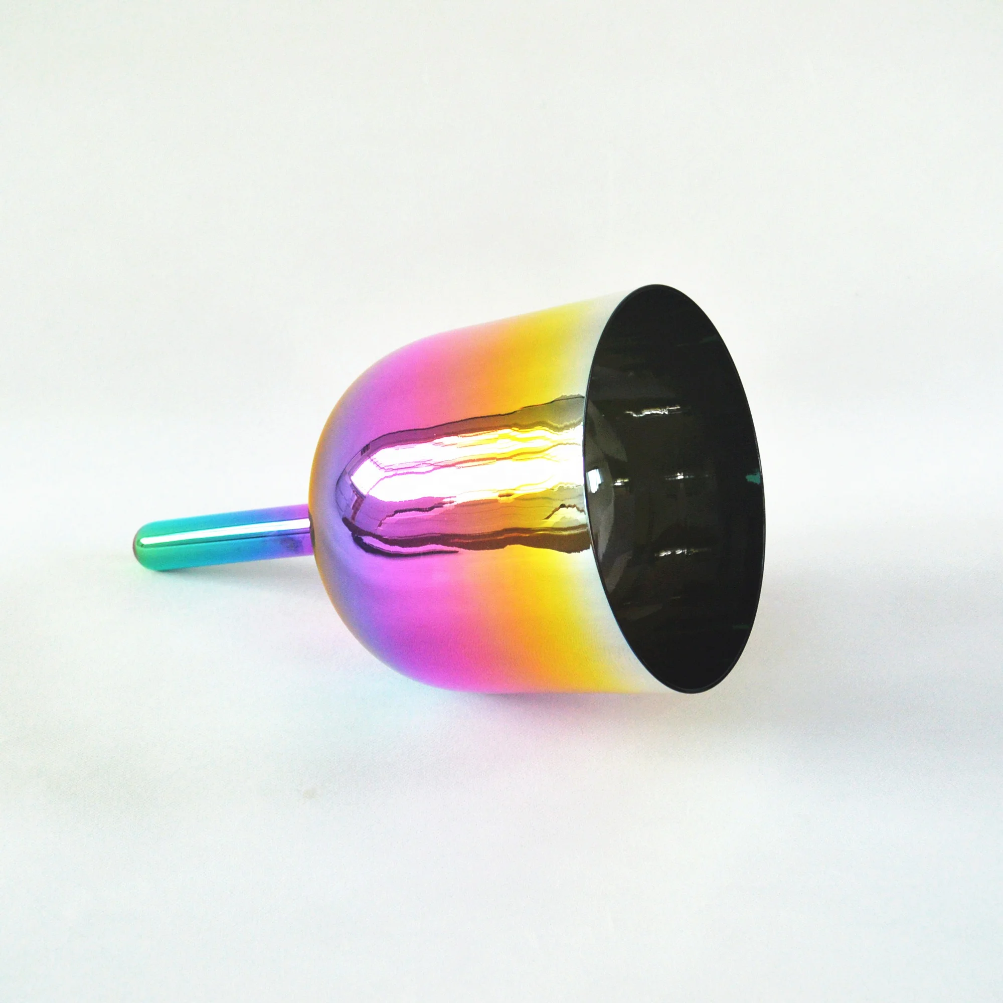 HF Gorgeous Handle Crystal Singing Bowl Titanium Plated Bowl Sound Healing Meditation Octave 3rd 4th Quartz Sound Bowl