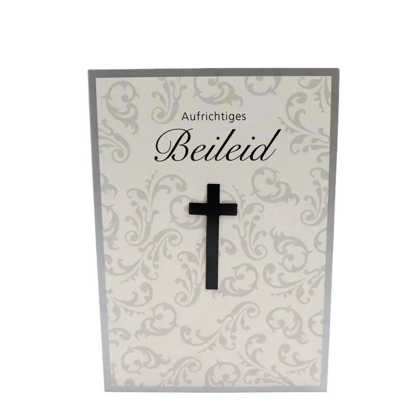 OEM embossing Jesus cross funeral invitation for the dead