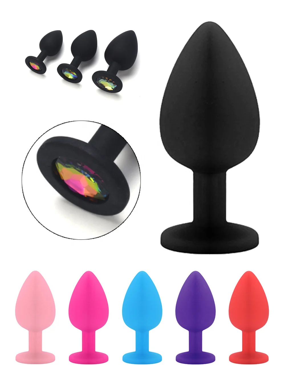 OEM Silicone Butt Plug 3 Sizes Sex Shop Adult Silicone Jewelry Anal Trainer Sex Prostate Backyard Toy Anal Butt Plug for Women