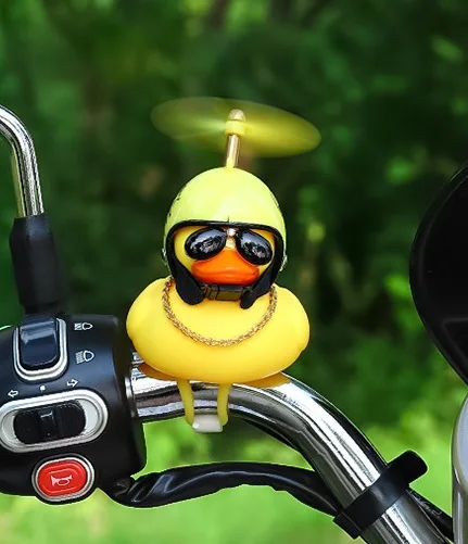 Hot sale Small Yellow Duck It can light and sound toys kids children corporate gifts Bike Horn lamp With helmet and propeller