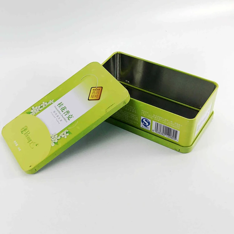 OEM Quality Custom Design Yellow Rectangular Tea Storage Cookie Tin Cans