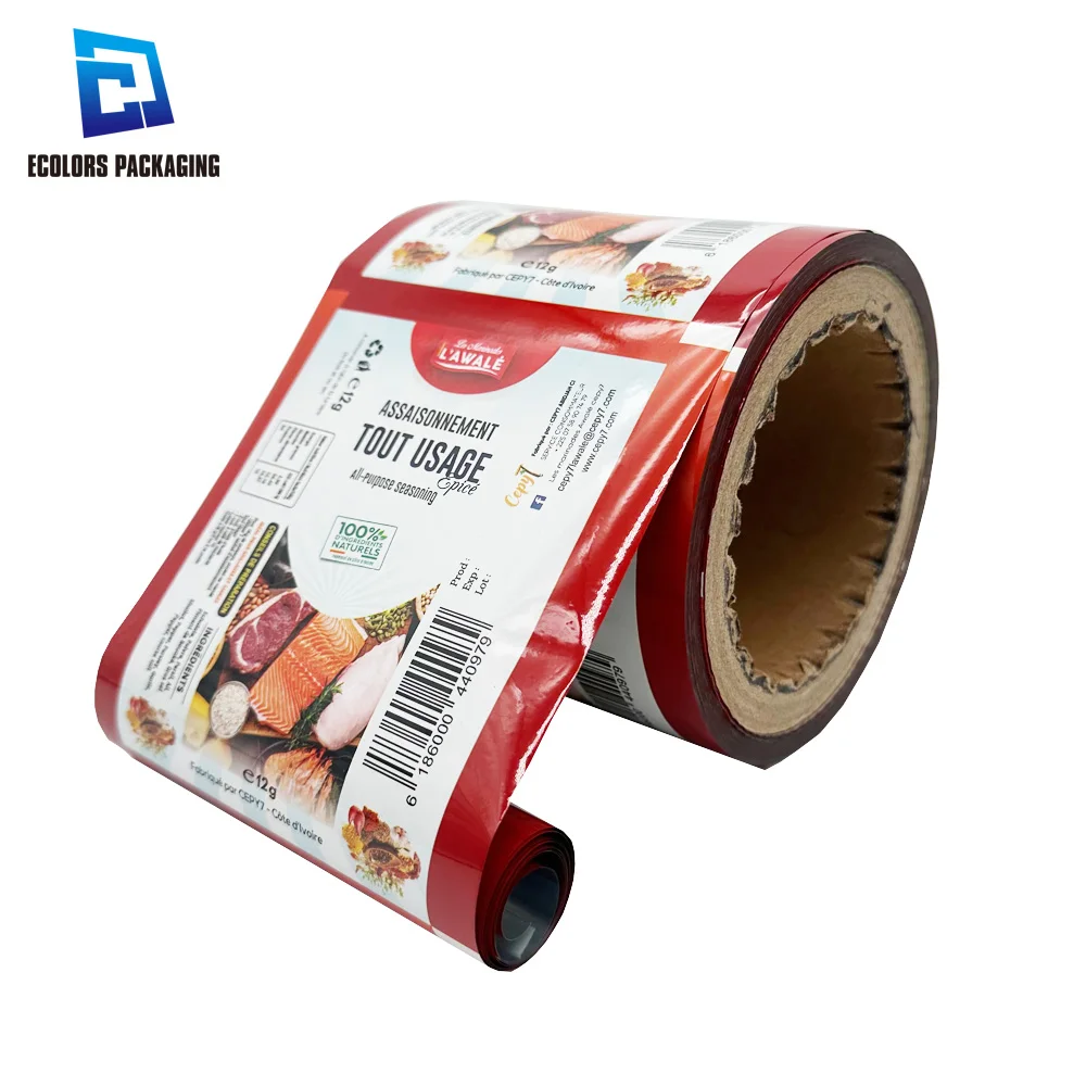 high quality custom printed back side seal bag spice hot pot seasonings plastic packaging metallized film rolls
