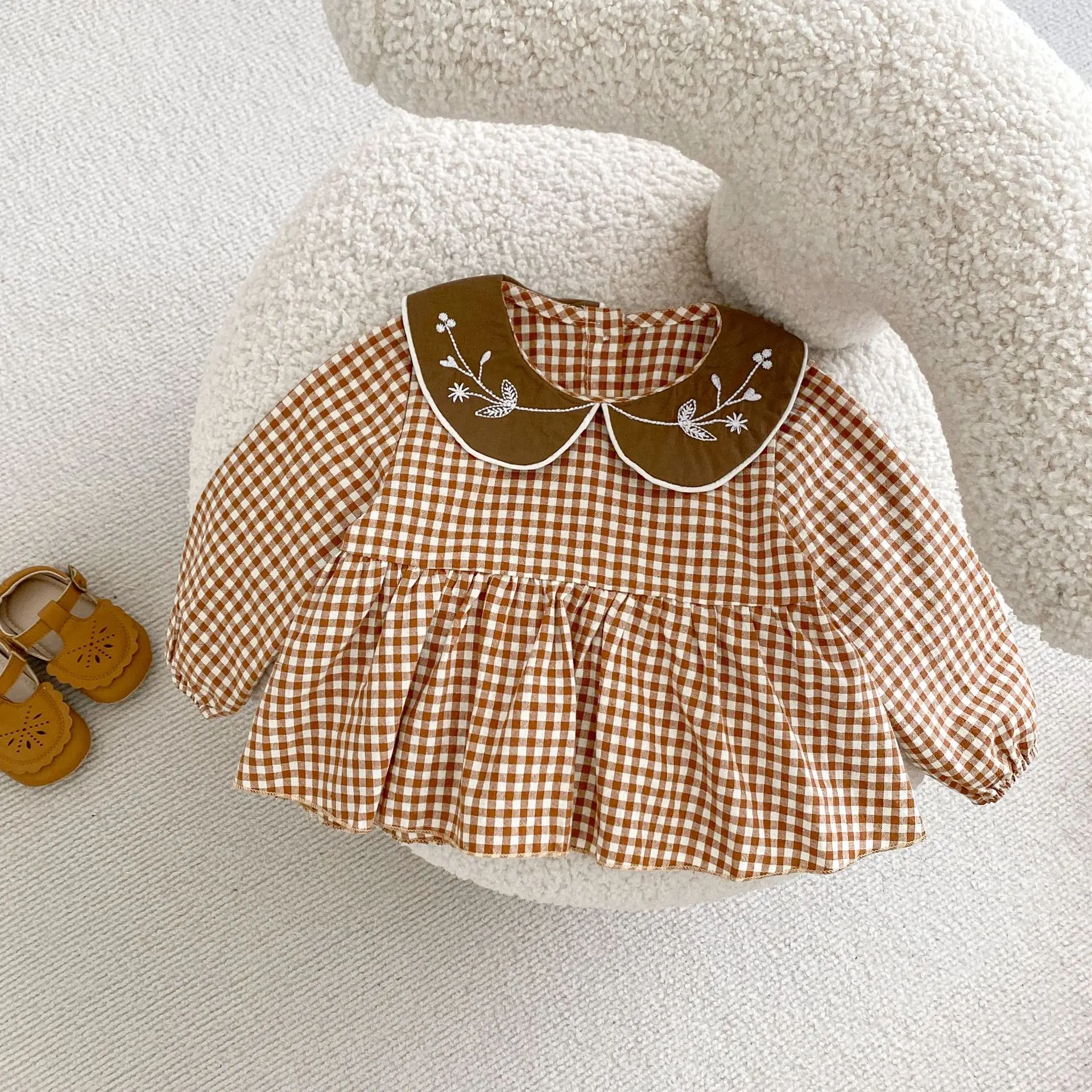 Engepapa autumn newborn cotton floral long sleeve lace top infant loose cute children s clothes baby clothing set 2pcs