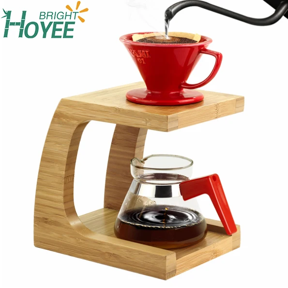 Wholesale bamboo Coffee Dripper Stand Pour Over Coffee Stand PourOver Drip Holder