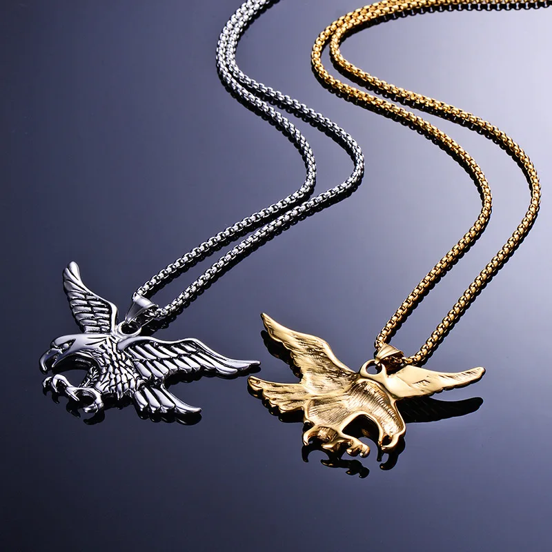 Wholesale Stainless Steel Necklaces Pendant Eagle Wings Designer Necklace Gold Plated Fashion Necklace Jewelry For Men