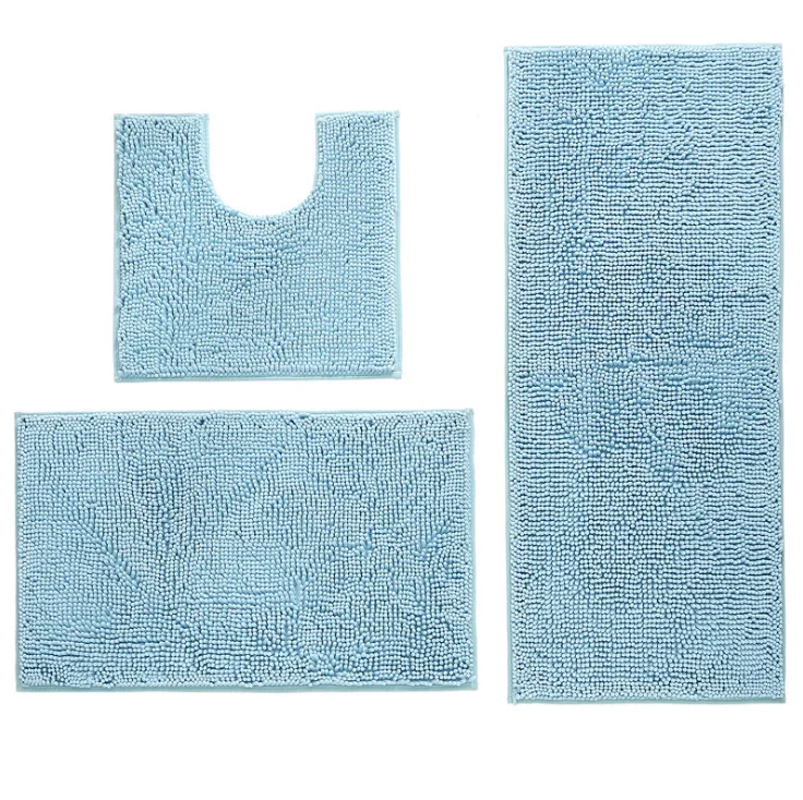Extra Soft and Absorbent Shaggy Rugs 3-Piece Bathroom Rugs Chenille Bath Mat Set