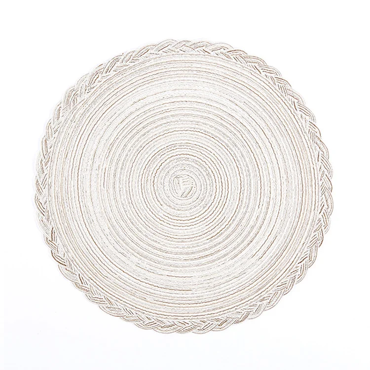 Modern Nordic Washable Hand Woven Ramie Cotton Round Heat Resistant Non-slip Placemats For Dining Table