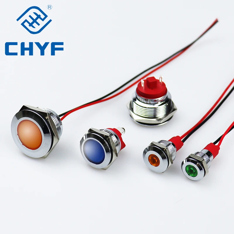 Metal Indicator light 6mm waterproof Signal lamp 6V 12V 24V 220v with wire red yellow blue green whit 6mm 8mm 12mm 16mm 22mm LE