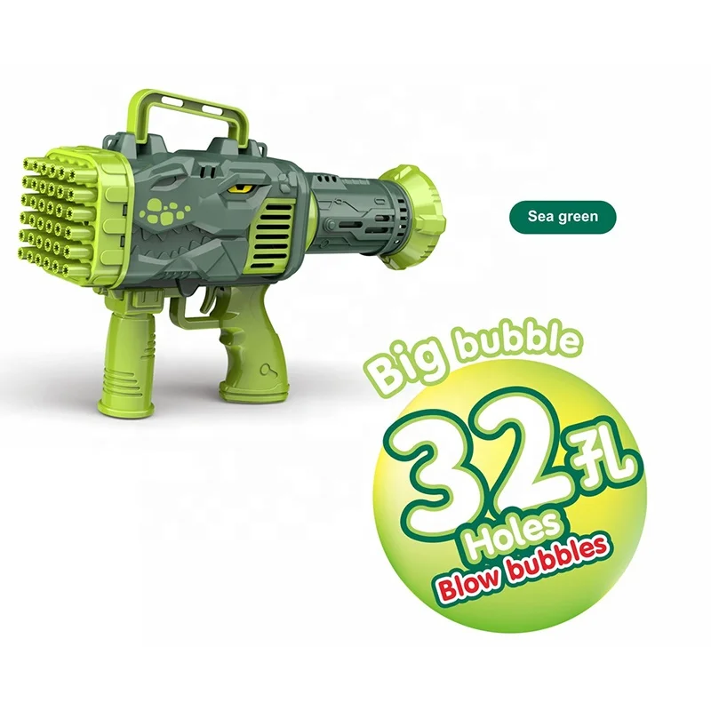 Electric 32-Hole Dinosaur Bazooka Bubble Gun Shoot Colorful Bubbles With Light Summer Indoor Outdoor Bubble Toys For Kids