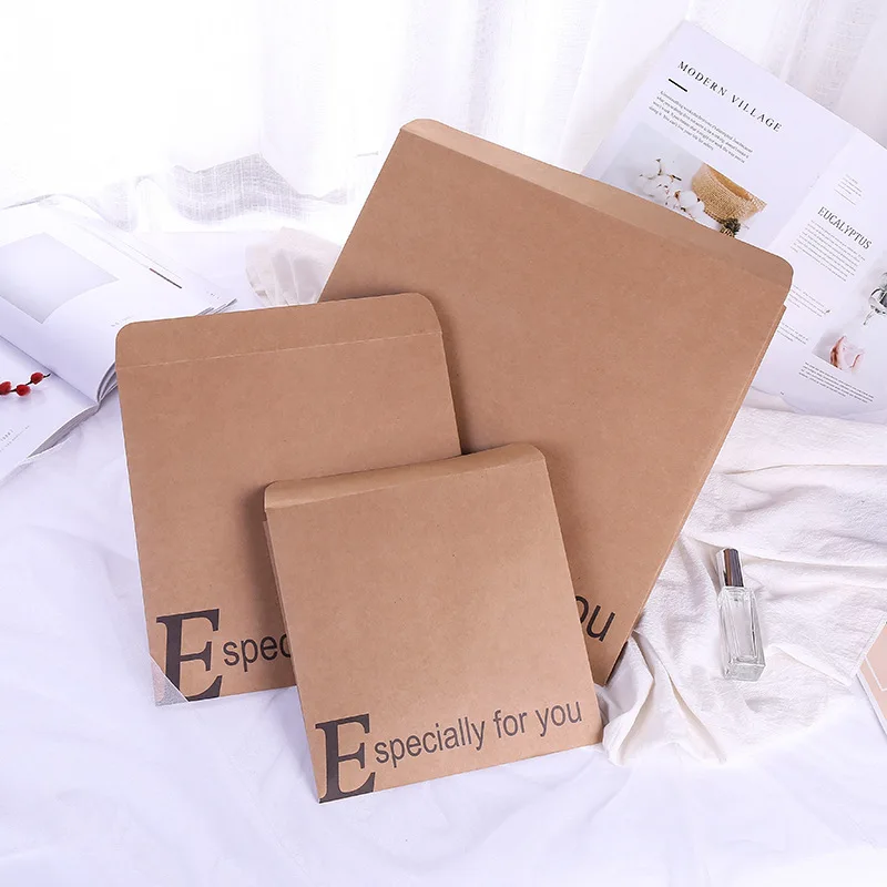 Eco Friendly Brown Packaging Shipping Scarf Bags A2 A6 Kraft Mailer Rigid Flat Mailers Craft Paper Envelopes for Photos Document