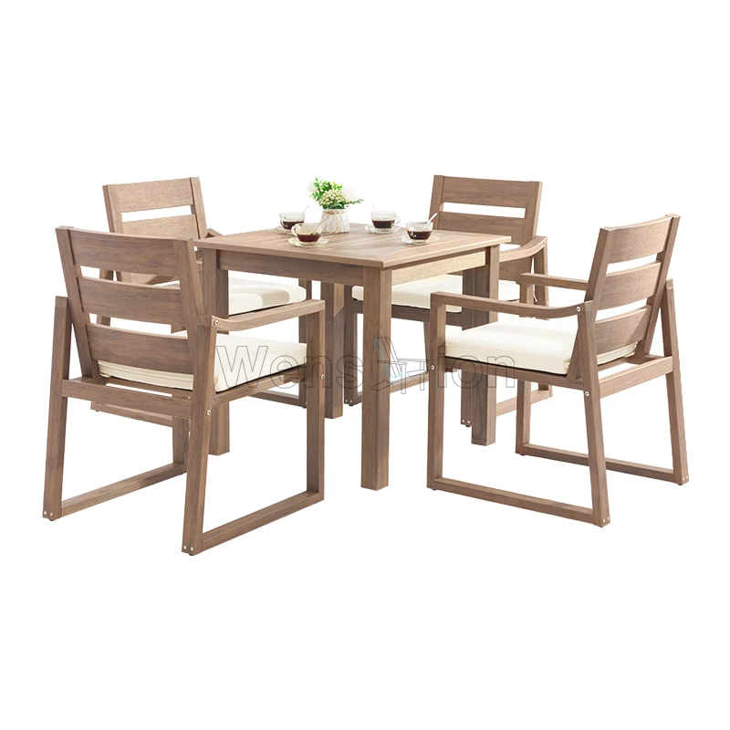 Dinning Outdoor Set Garden Plastic Wood Patio Furniture Plastic Wood Chair And Table Furniture Set