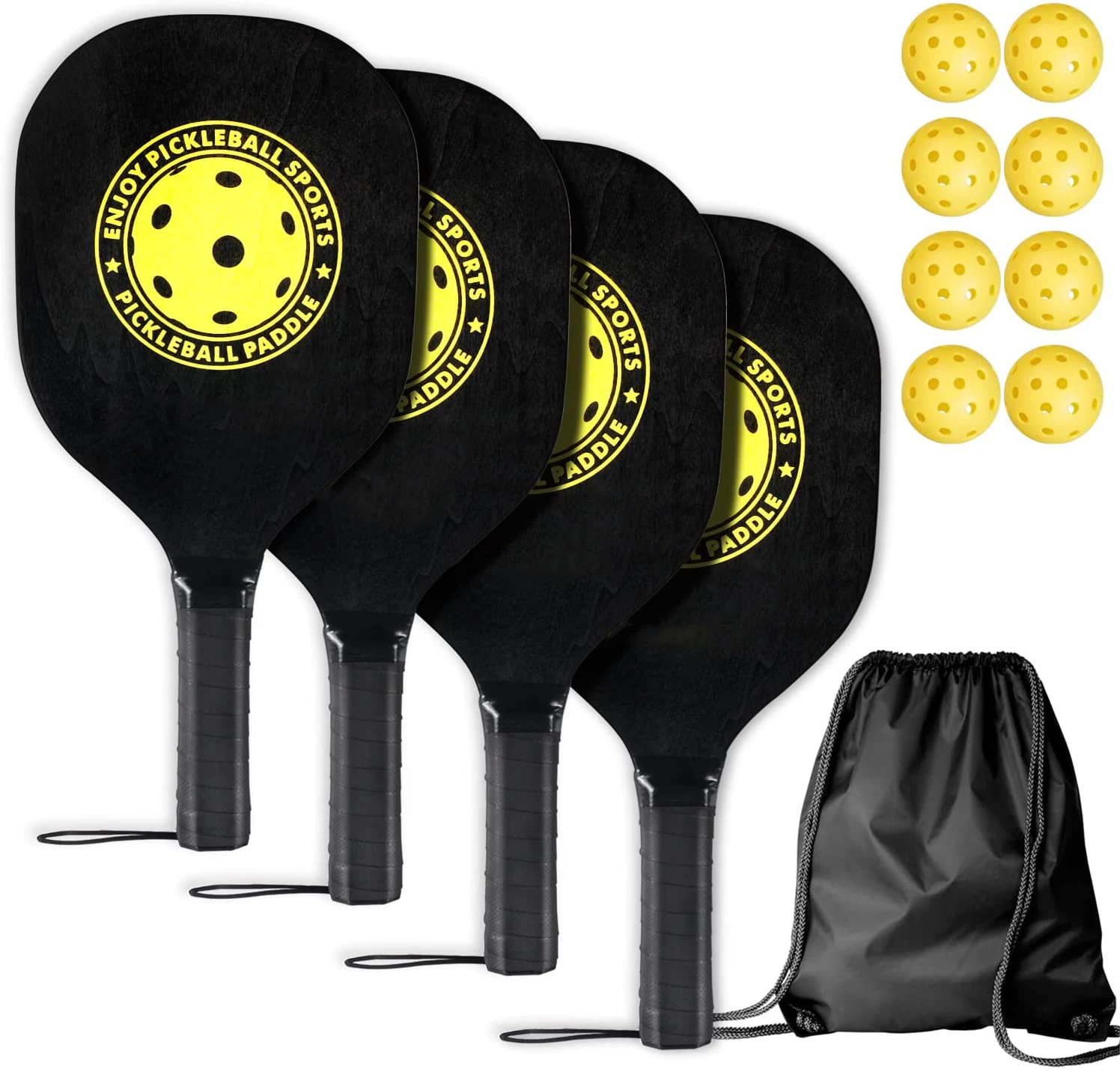 Customized Pickle Ball Paddle Racket 4 Balls Carbon Fiber pickle Pad Indoor Outdoor Ball Set