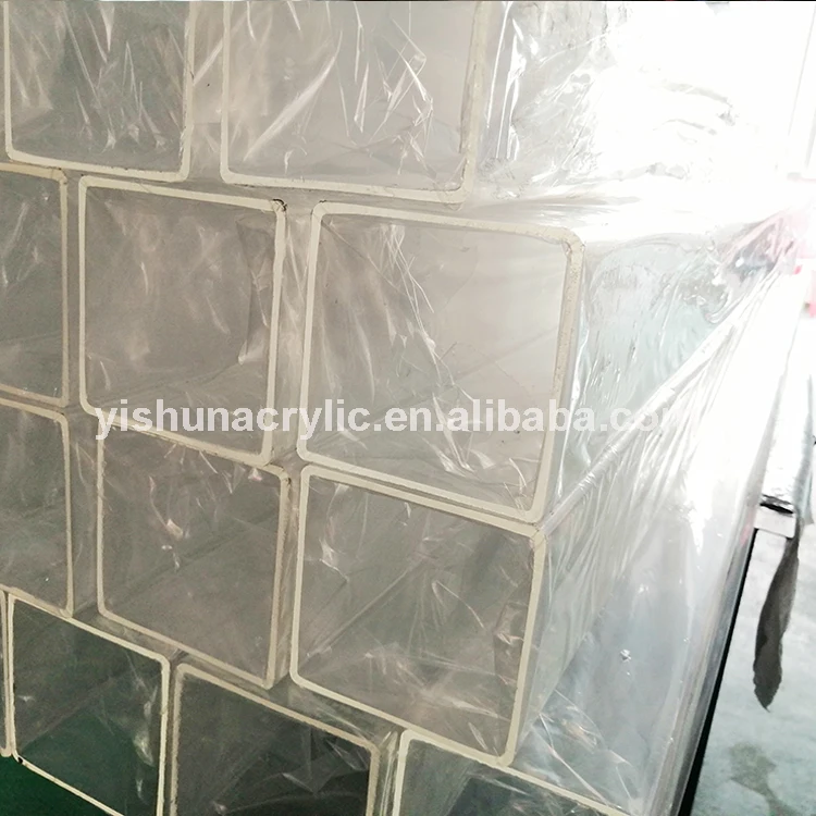 high quality transparent square pmma plastic acrylic perspex tube /pipe