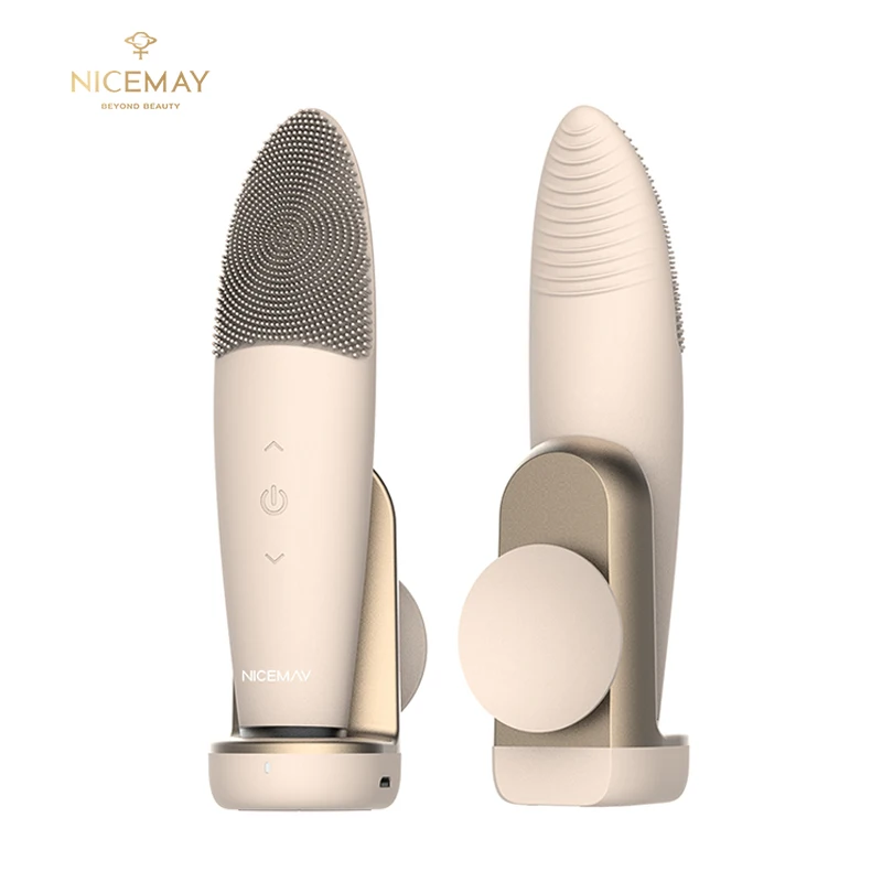 New beauty device facial massager Wireless Charging Face Wash Machine Sonic Vibrating heating Silicone Facial Cleansing Brush