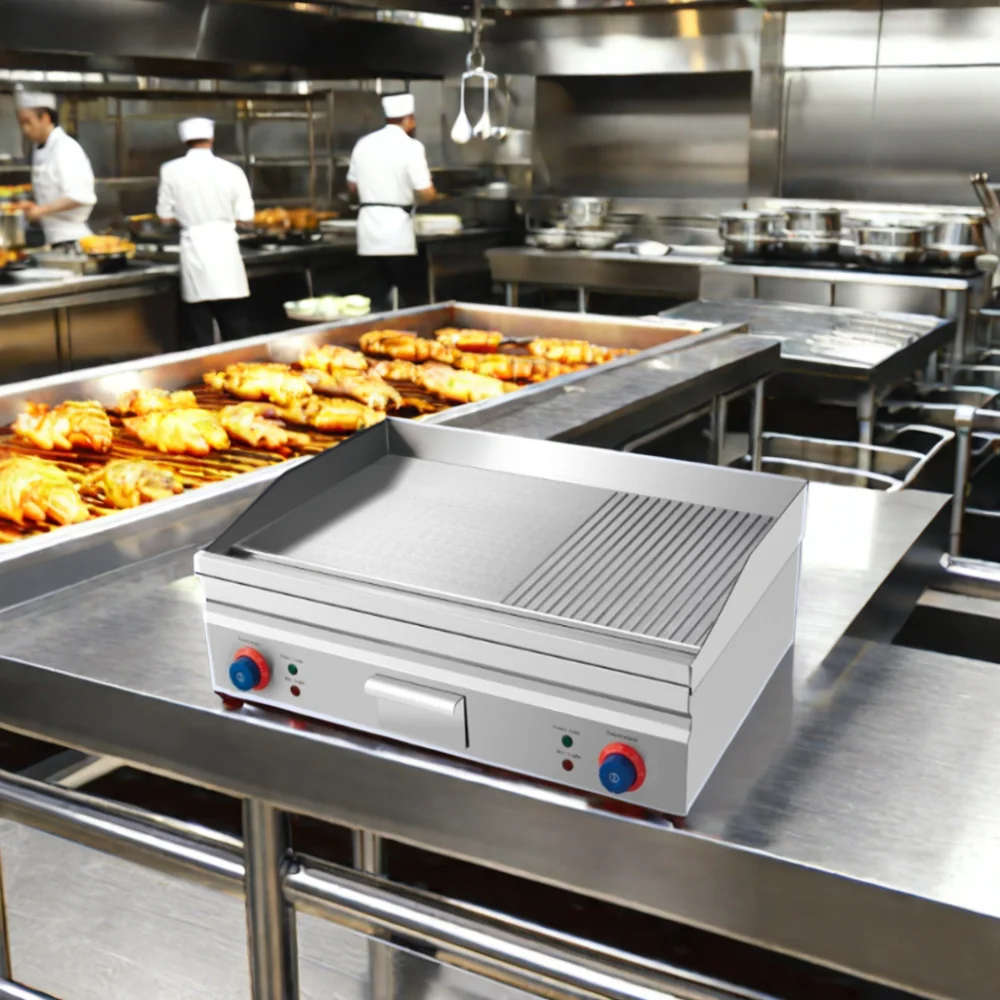 Hot Sale High Productivity Electric Counter Top Griddle 2/3 Flat 1/3 Grooved