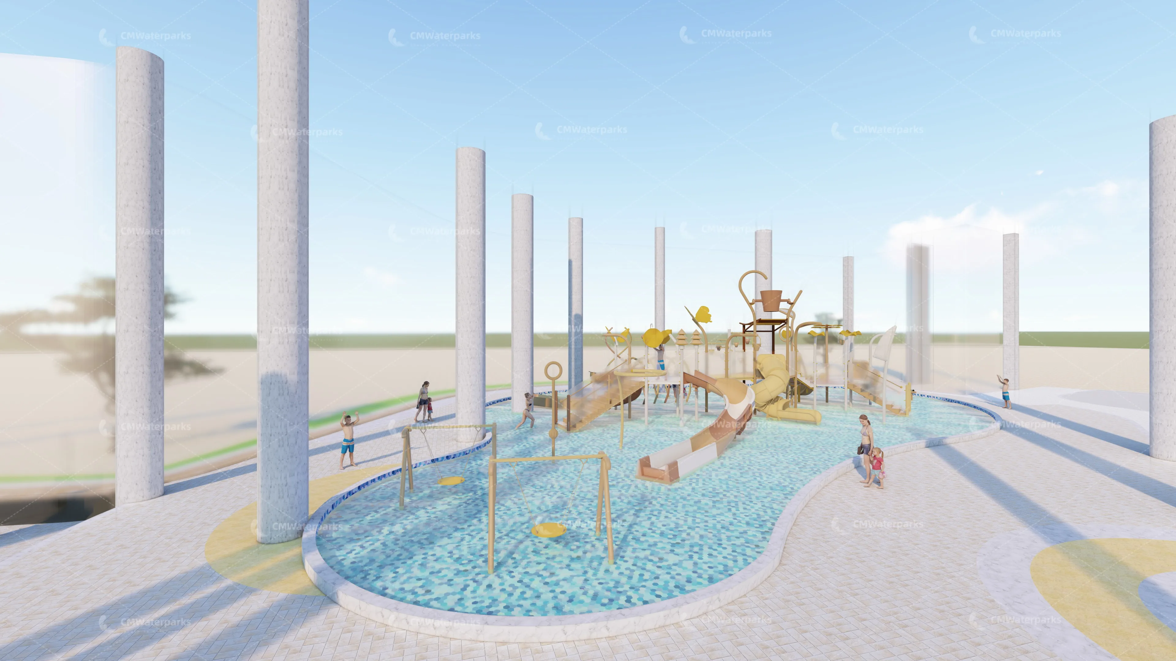 2024 New Design 3D Model Outdoor waterpark amusement swing park Equipment Case Fiberglass Slide