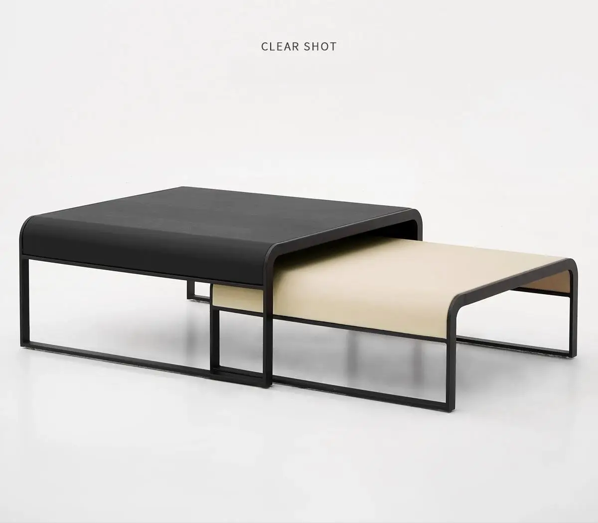 Wholesale Customization Modern Luxury Square Coffee Table Set Metal Frame Living Room Medium Table Leather Top Coffee Table