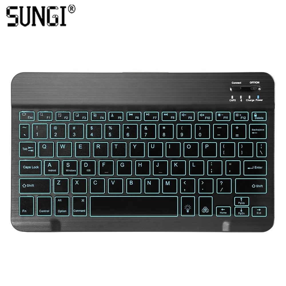 Тонкий RGB 7 видов цветов подсветка беспроводной Bluetooth клавиатура перезаряжаемые для планшета IPAD чехол