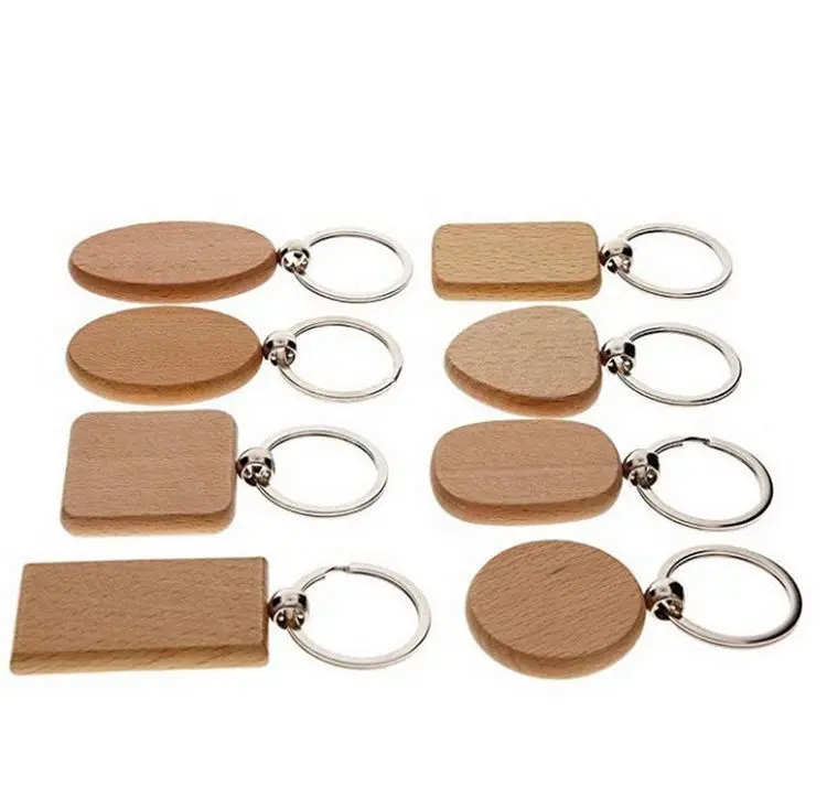 Custom Design Printed Popular Engraved Logo Wooden Keychain Laser Logo Wood Keychain Blank Wood Keychain Key Chains