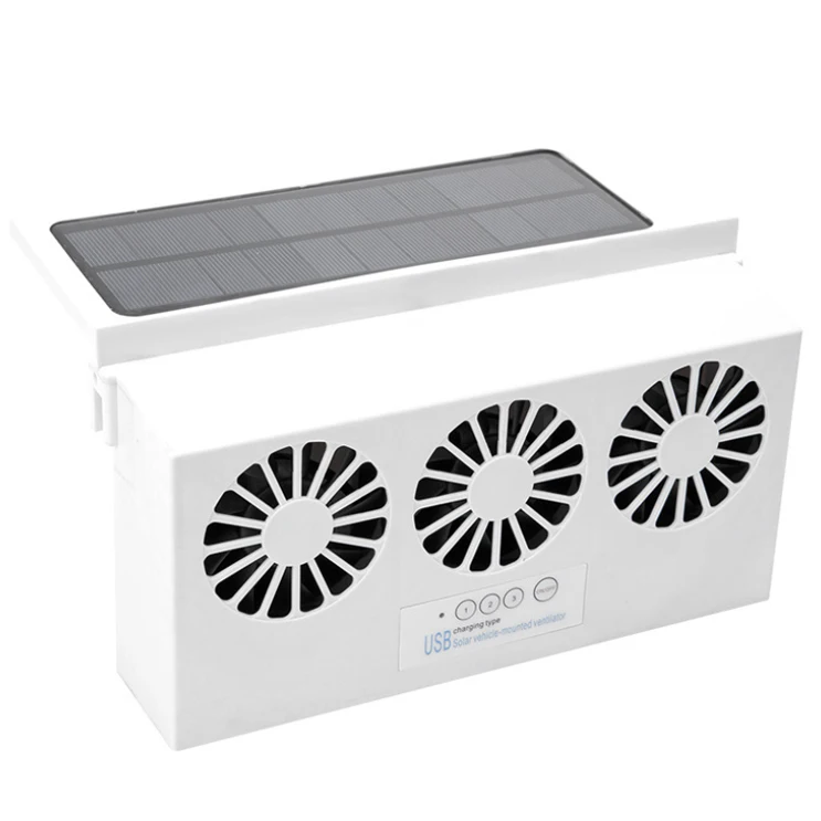 2021 Latest Version Best Design Solar Car Fan Three Fans Sun Power Automatic Car Window Mounted Auto Air Cool Cooler Fan