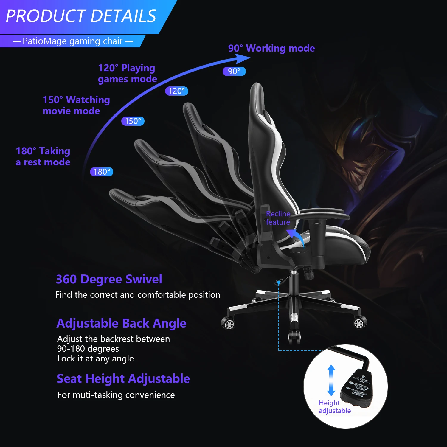 
2020 Amazing hottest blue tooth RGB speakers and massage cheap office furniture Computer Gaming Chair with retractable footrest 