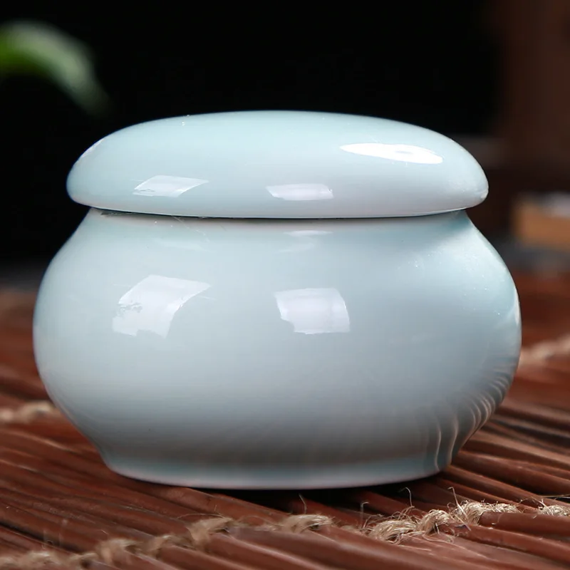 Wholesale ceramic round sealed jars spice storage jars  Ceramic Tea Cans for Matcha Powder