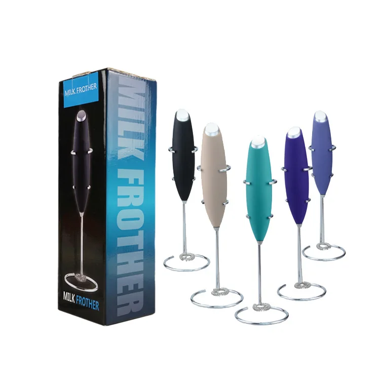 Stainless Steel Whisk and Stand Handheld Battery Operated Electric Foam Maker Drink Mixer Milk Frother