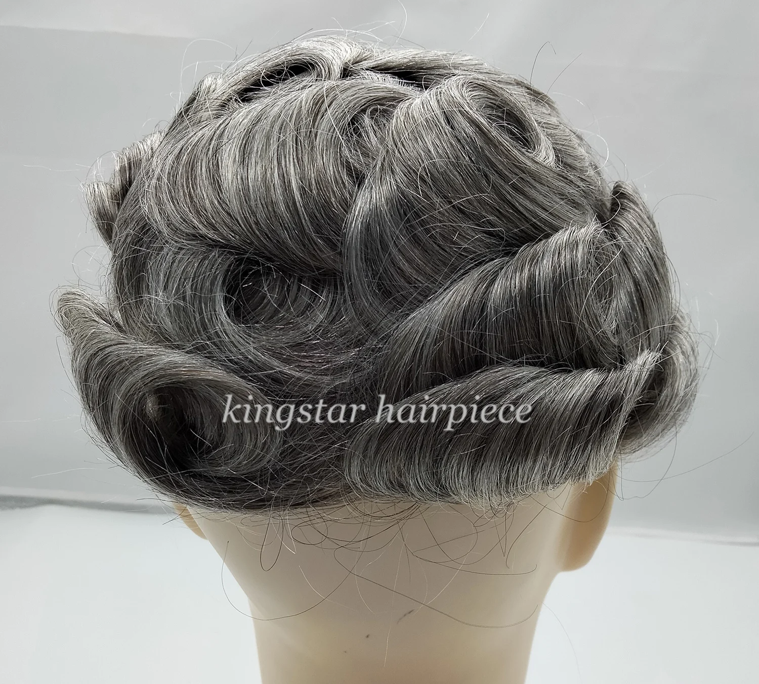 Thin Skin Toupee For Man Human Hair Replacement Men V Looped Toupee with 65% gray hair