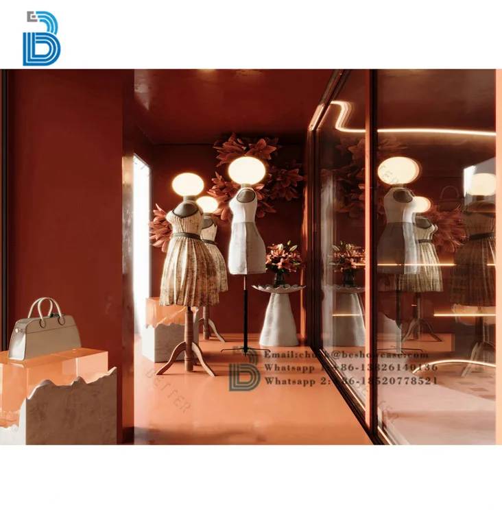 Modern Ladies Clothing Store Interior Design Display Rack Clothing Store Shelf Display Customization Clothing Store Furniture
