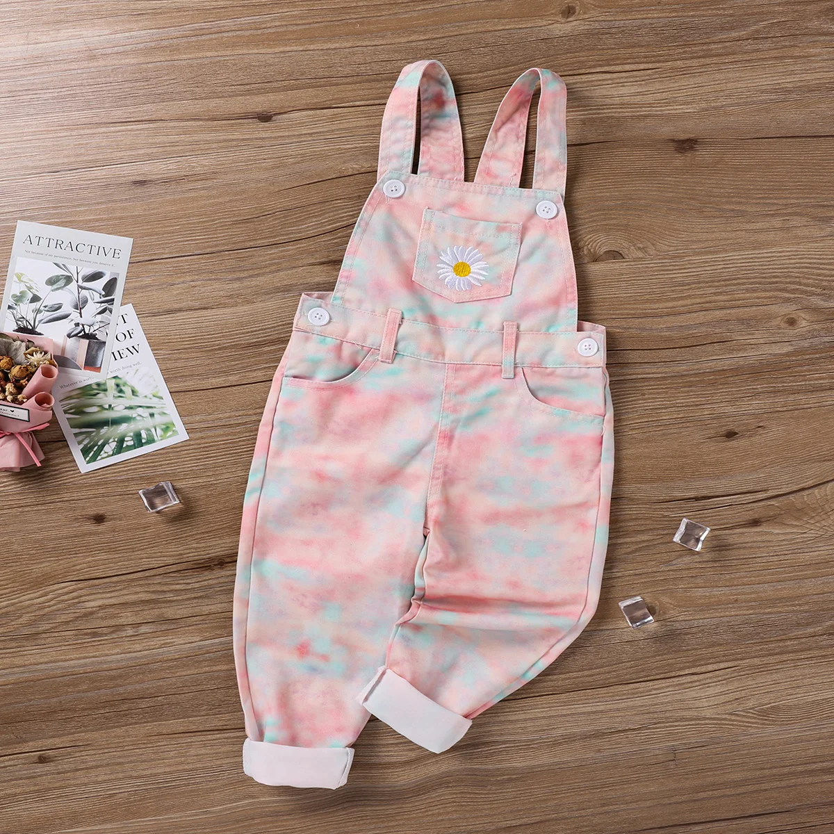 
Sweet Girl Clothes Baby Candy Color Sleeveless Jumpsuit Tie Dye Overall Children Clothing One Piece Kids Jumpsuit 