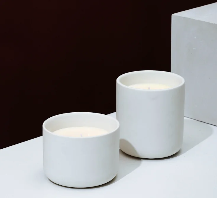 Elegant candle vessel empty Custom ceramic wholesale candle jars candle holder for tealight SPA massage melt Jar