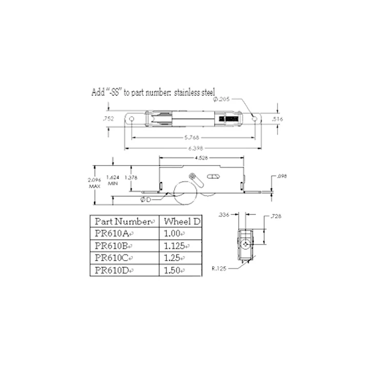 
Hot Selling Heavy Duty Sliding Door Roller End-Adjustable Tandem Door Roller PR610 