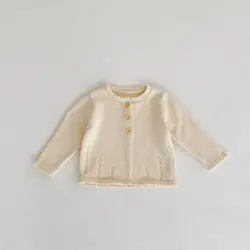 Baby Girls Autumn Sweater Infant Toddler Long Sleeve Crewneck Knit Button up Cardigan
