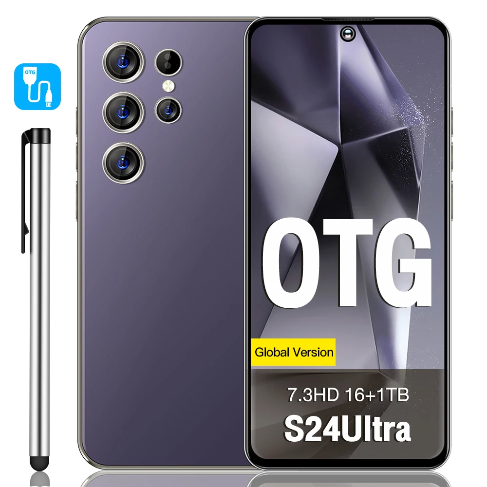 Лидер продаж S24 ультра оригинальный мобильный телефон 7 3 дюймов 16 ГБ + 1 ТБ 72MP 108MP с большим экраном смартфон 5G